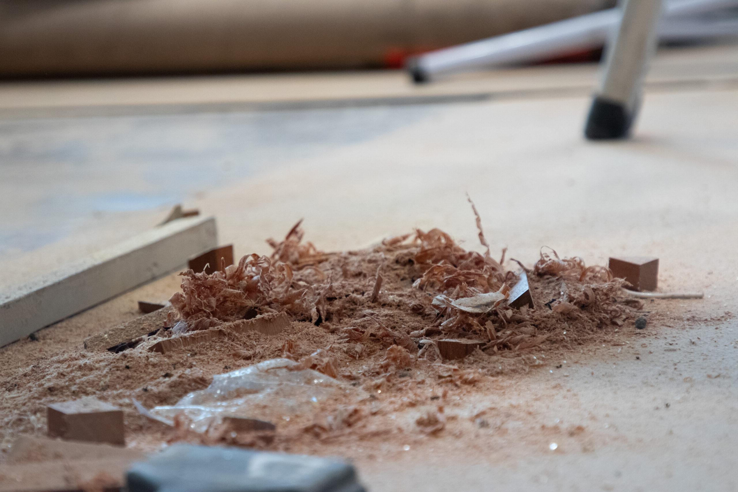 Wood shavings in pile